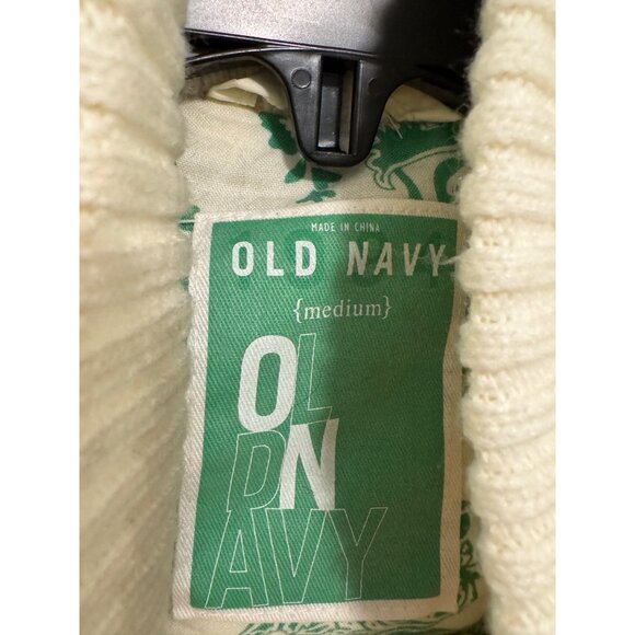 Vintage Old Navy Puffer Vest Women Medium White Nylon Chevron Green Blue Stripes - Picture 3 of 9